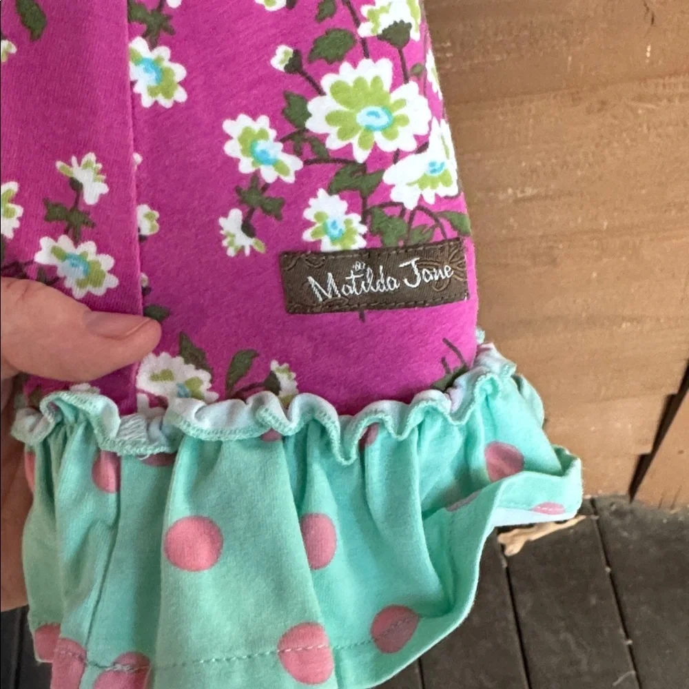 Matilda Jane Pink Striped Floral Dress size 8